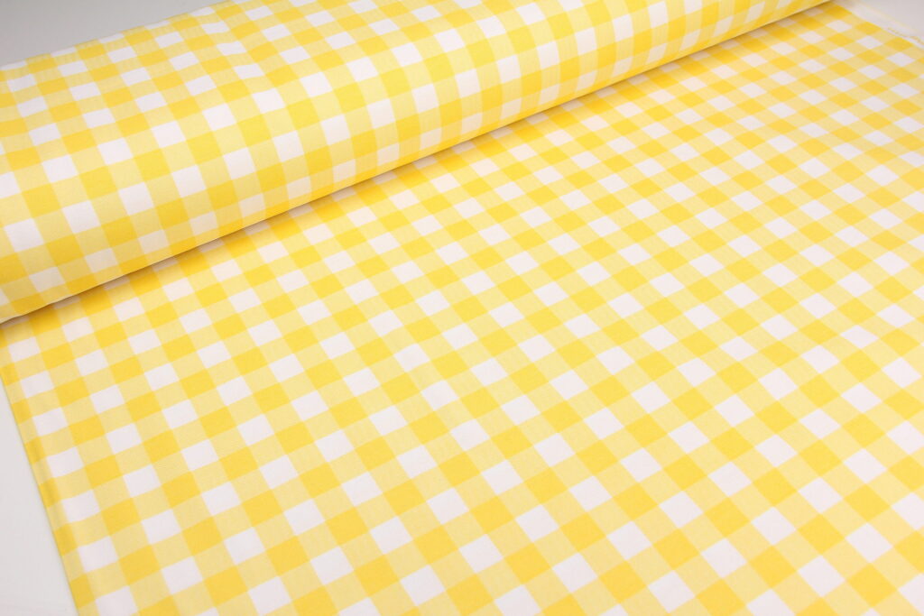 Ткань скатертная с тефлоновой пропиткой Клеточка Желтый 2 см