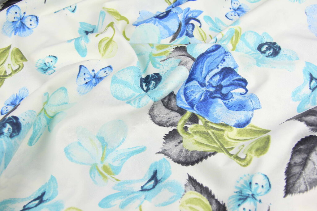 Ткань скатертная с тефлоновой пропиткой Орхидея Синий
