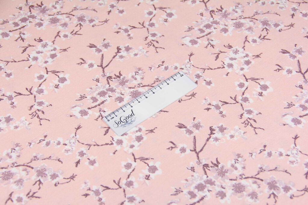 Ткань скатертная с тефлоновой пропиткой Цветок вишни Персиковый