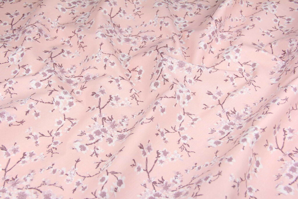Ткань скатертная с тефлоновой пропиткой Цветок вишни Персиковый