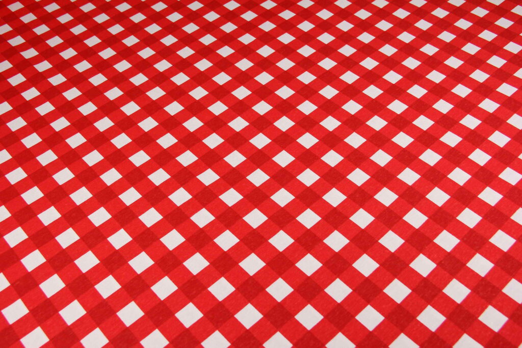 Ткань скатертная с тефлоновой пропиткой Клеточка Красный 2 см