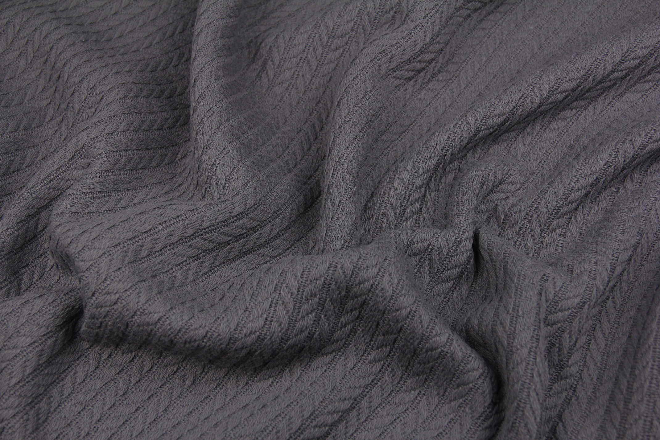 Ткань Пике Косичка Темно-серая, плотность 310 г/м2, ширина 240 см