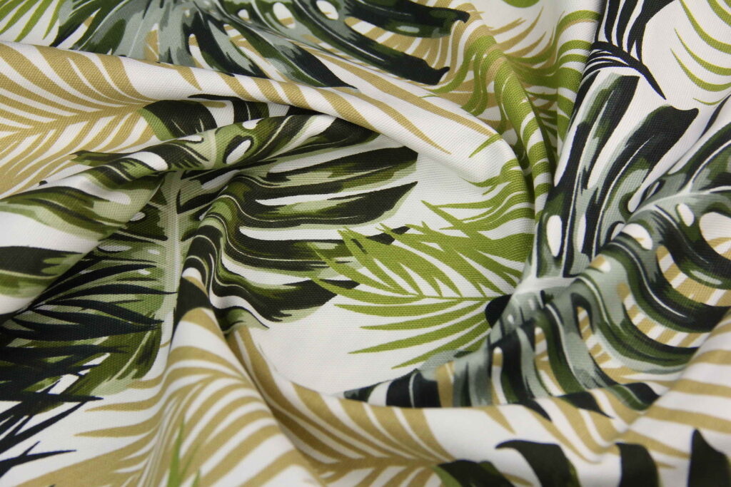 Ткань скатертная с тефлоновой пропиткой Монстера Оливково-зеленый