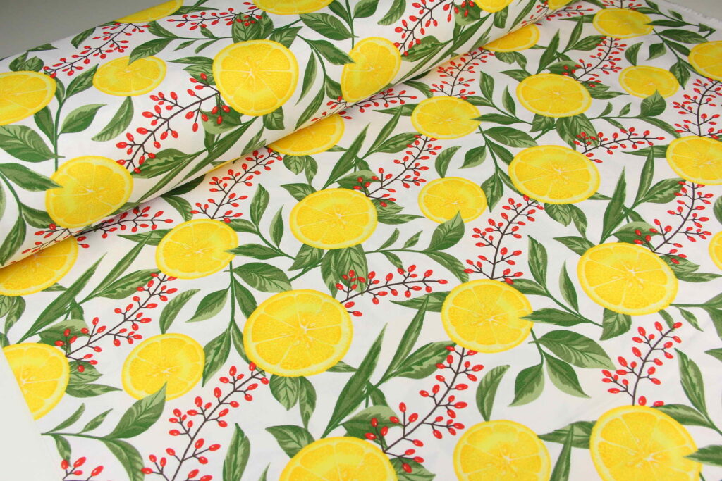 Ткань скатертная с тефлоновой пропиткой Лимон и барбарис