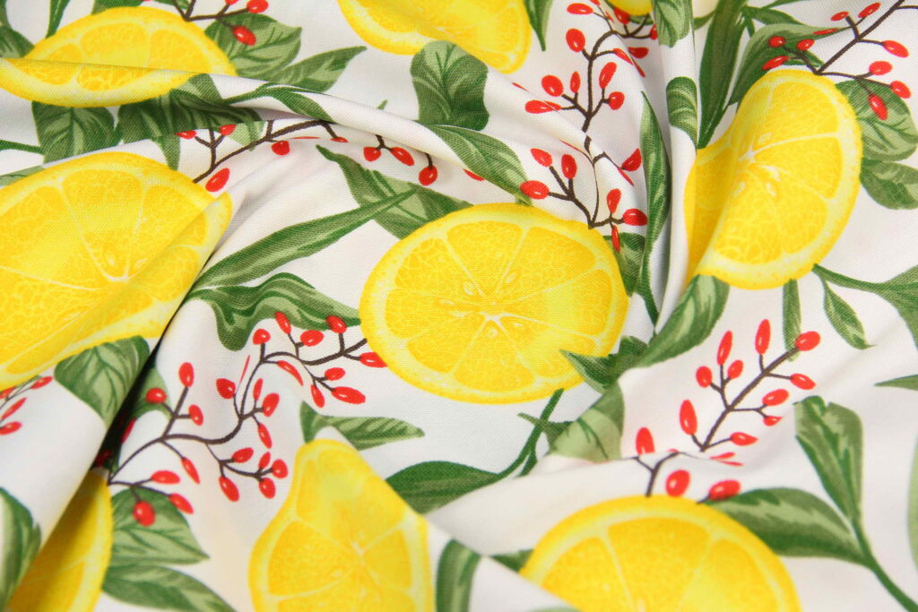 Ткань скатертная с тефлоновой пропиткой Лимон и барбарис