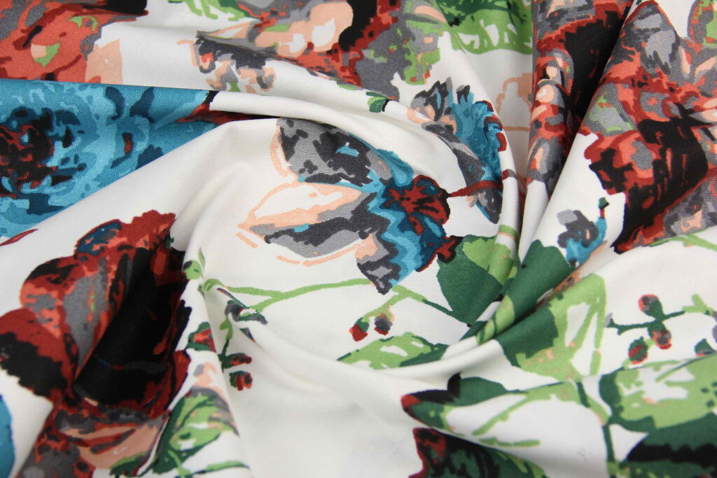Ткань скатертная с тефлоновой пропиткой Цветы большие Изумрудный