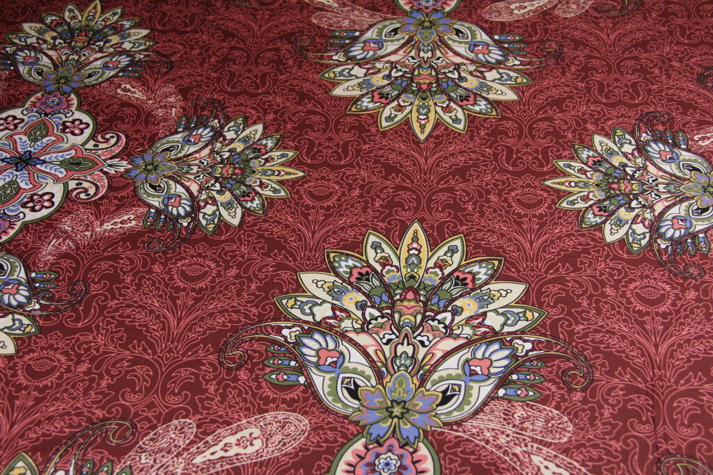 Ткань Сатин набивной Роскошь Гранатовый, Турция, ширина 240 см
