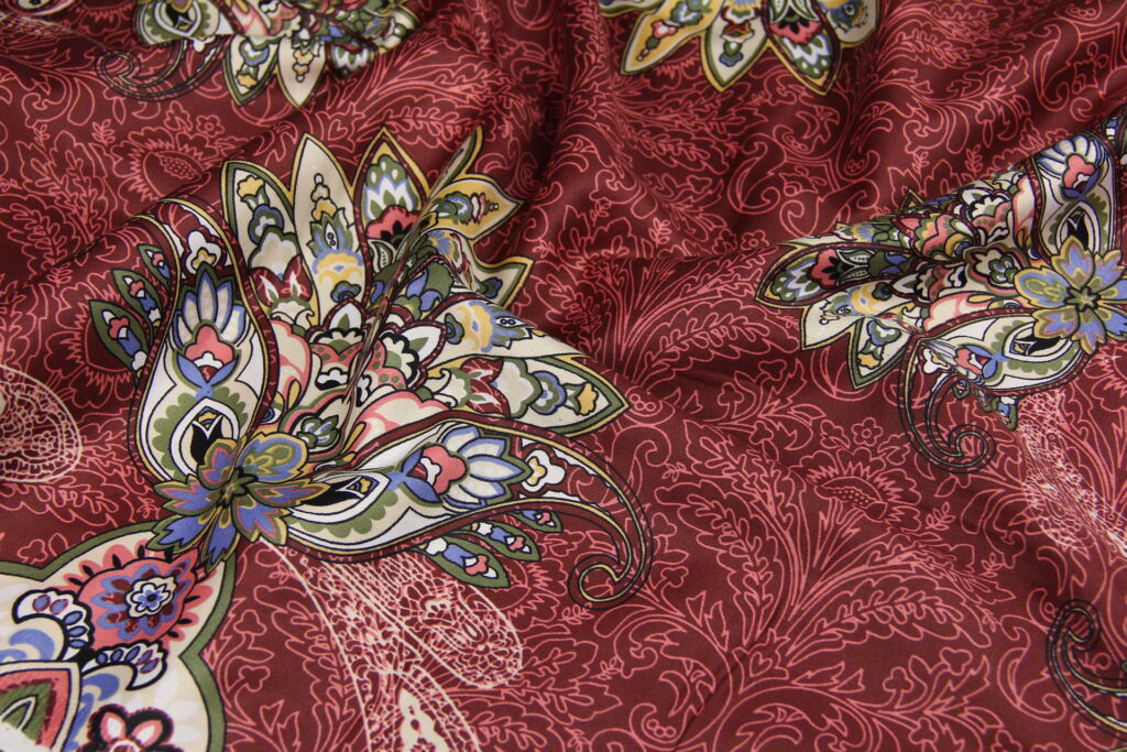 Ткань Сатин набивной Роскошь Гранатовый, Турция, ширина 240 см