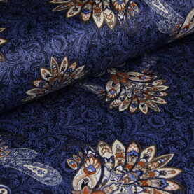 Ткань Сатин набивной Роскошь Синий, Турция, ширина 240 см