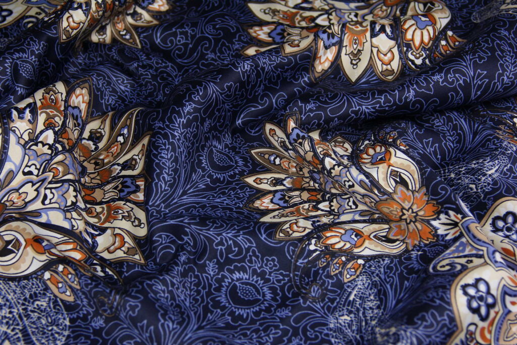 Ткань Сатин набивной Роскошь Синий, Турция, ширина 240 см