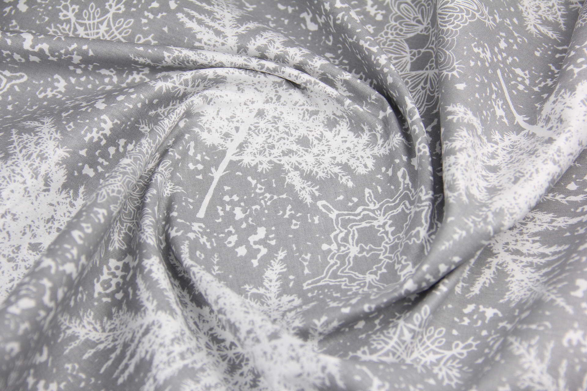 Ткань Ранфорс Изморозь Серый, Турция, ширина 240 см, плотность 135 г/м2
