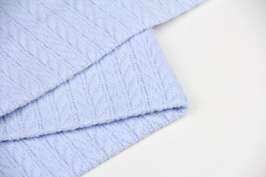 Ткань Пике Косичка Светло-голубой, плотность 310 г/м2, ширина 240 см