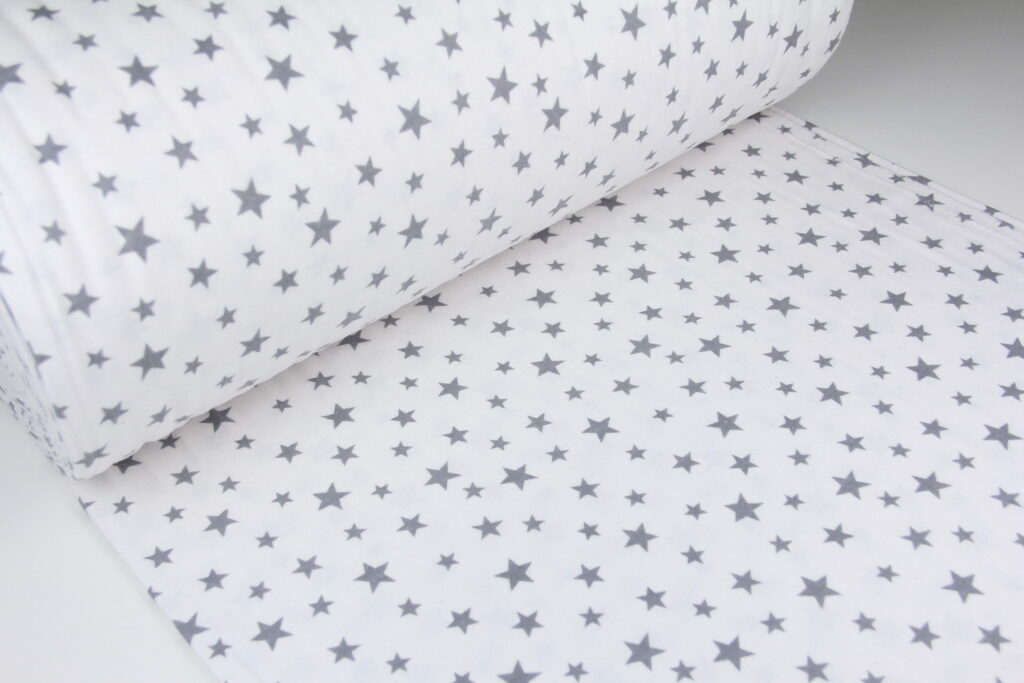 Ткань Фланель Звезды серые на белом, Турция, ширина 240 см, плотность 160 г/м2