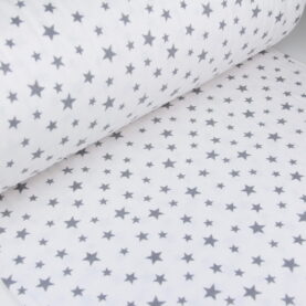 Ткань Фланель Звезды серые на белом, Турция, ширина 240 см, плотность 160 г/м2