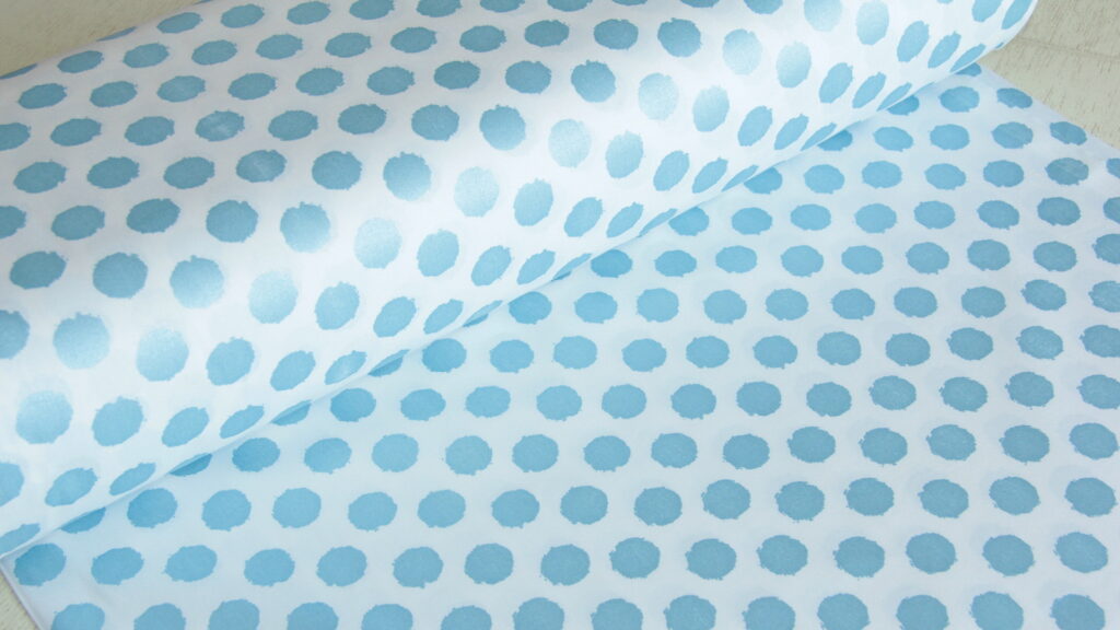 Ткань Ранфорс с глиттером Горох голубой, Турция, ширина 240 см