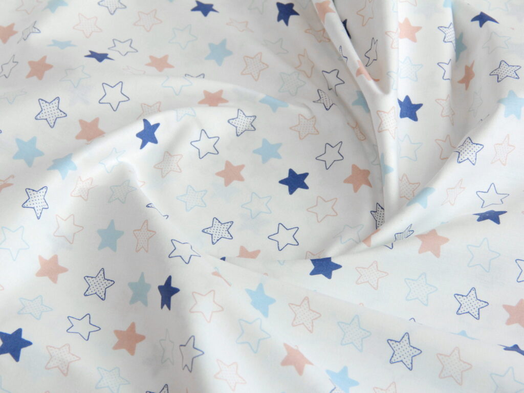 Ткань Ранфорс Stars голубой, Турция, ширина 240 см