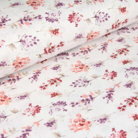 Ткань Ранфорс Цветы акварель маленькие Бордо, Турция, ширина 240 см, плотность 135 г/м2
