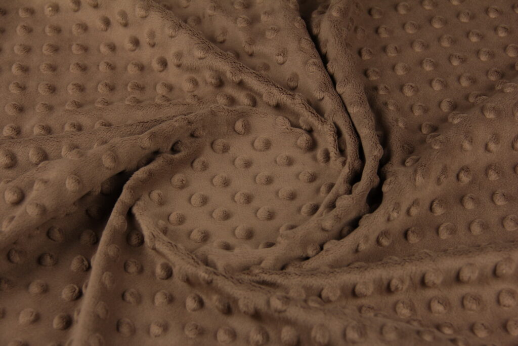 Ткань Плюш Minky Dots коричневый (пупырышки), плотность 350 г/м2, ширина 160 см