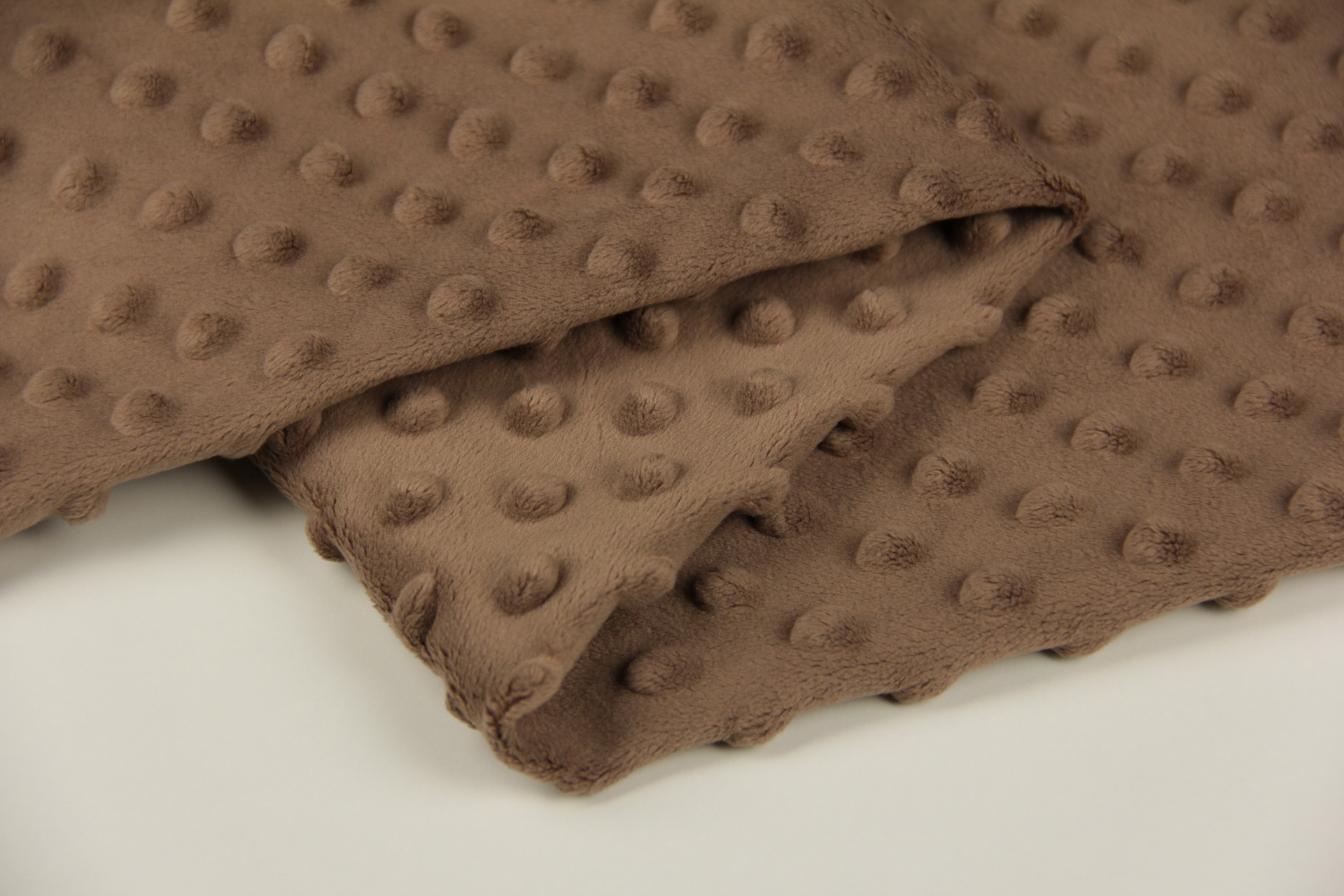 Ткань Плюш Minky Dots коричневый (пупырышки), плотность 350 г/м2, ширина 160 см