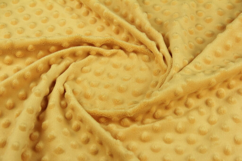 Ткань Плюш Minky Dots горчица (пупырышки), плотность 350 г/м2, ширина 160 см
