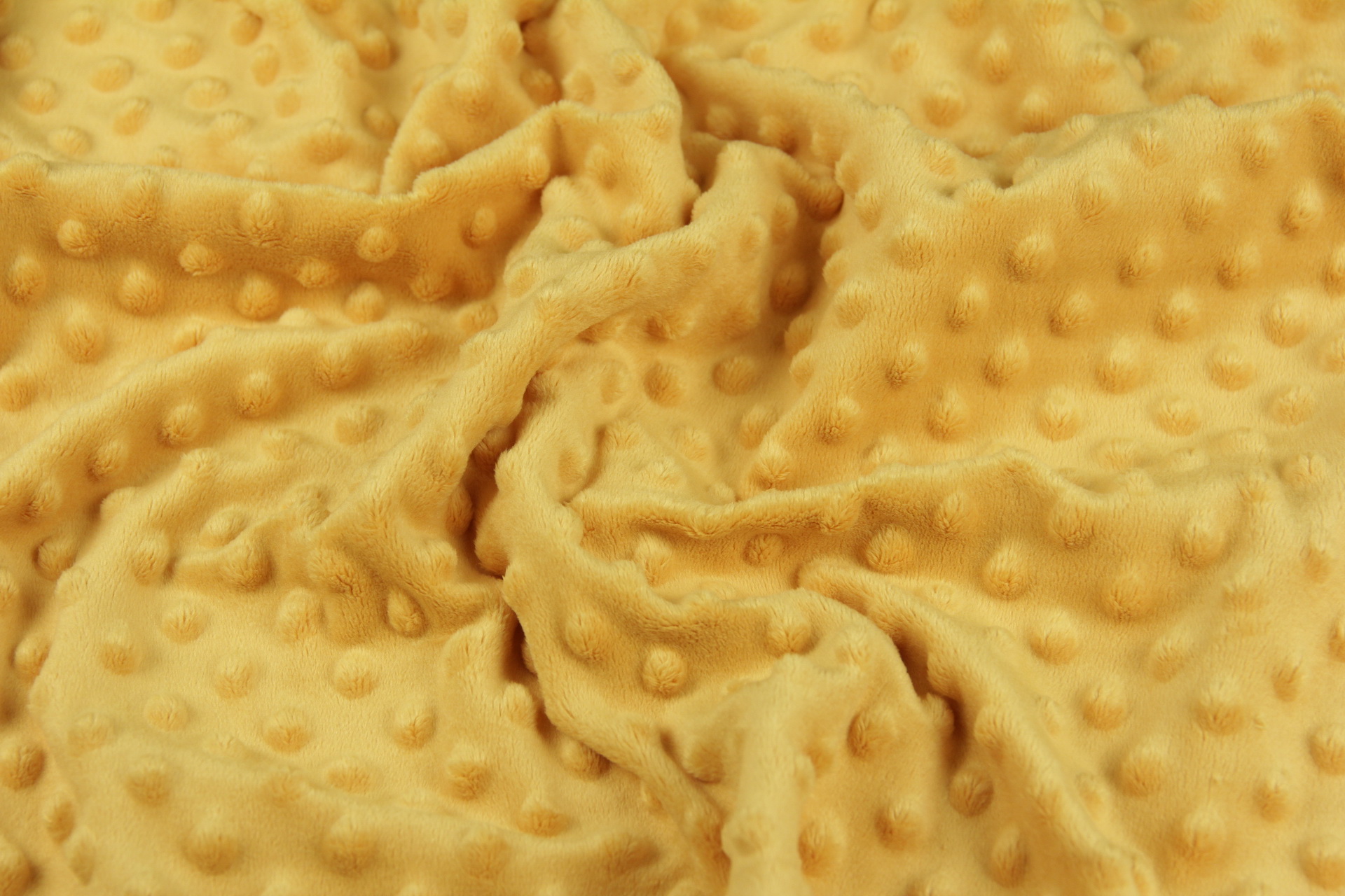 Ткань Плюш Minky Dots горчица (пупырышки), плотность 350 г/м2, ширина 160 см
