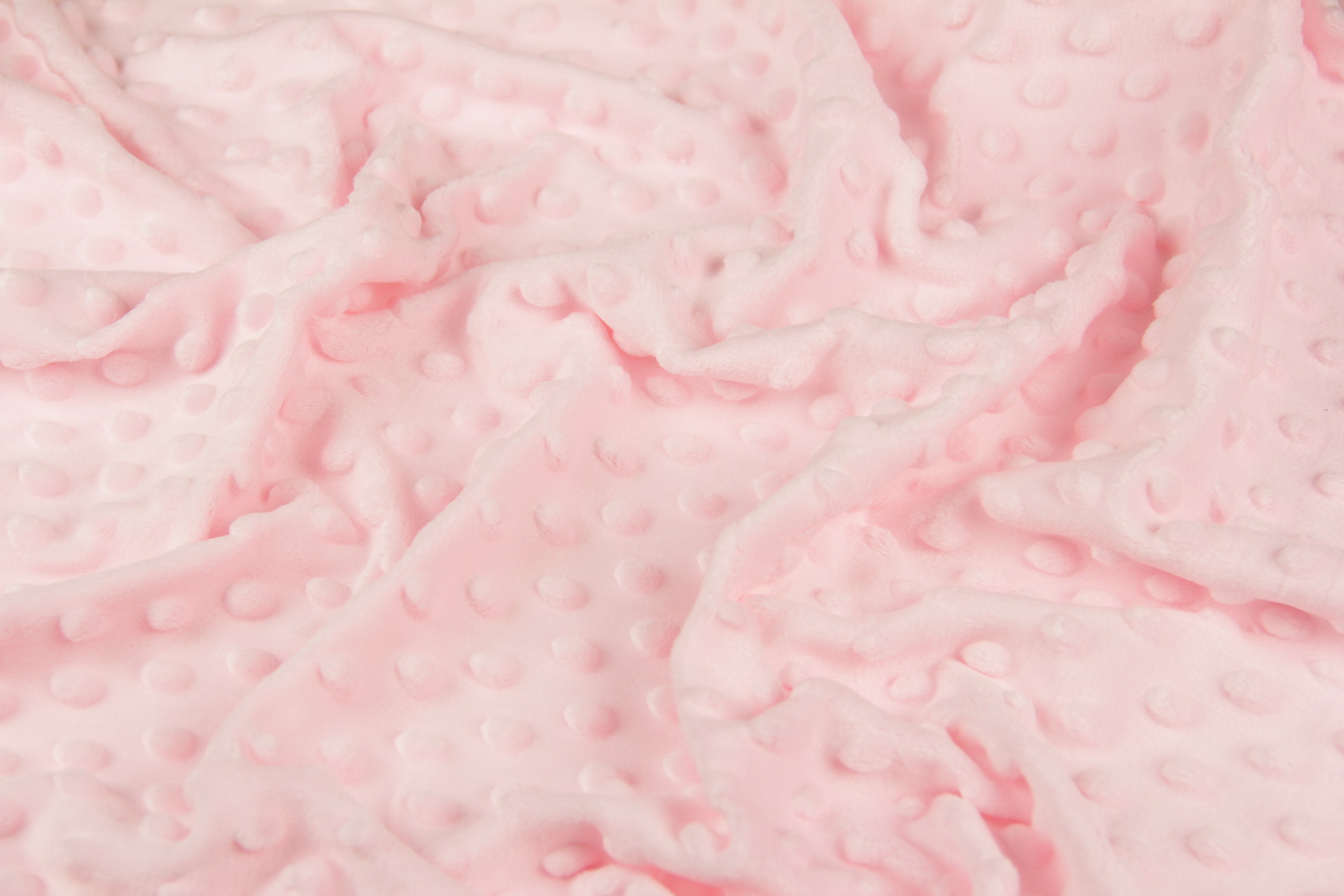 Ткань Плюш Minky Dots светло-розовый (пупырышки), плотность 350 г/м2, ширина 160 см