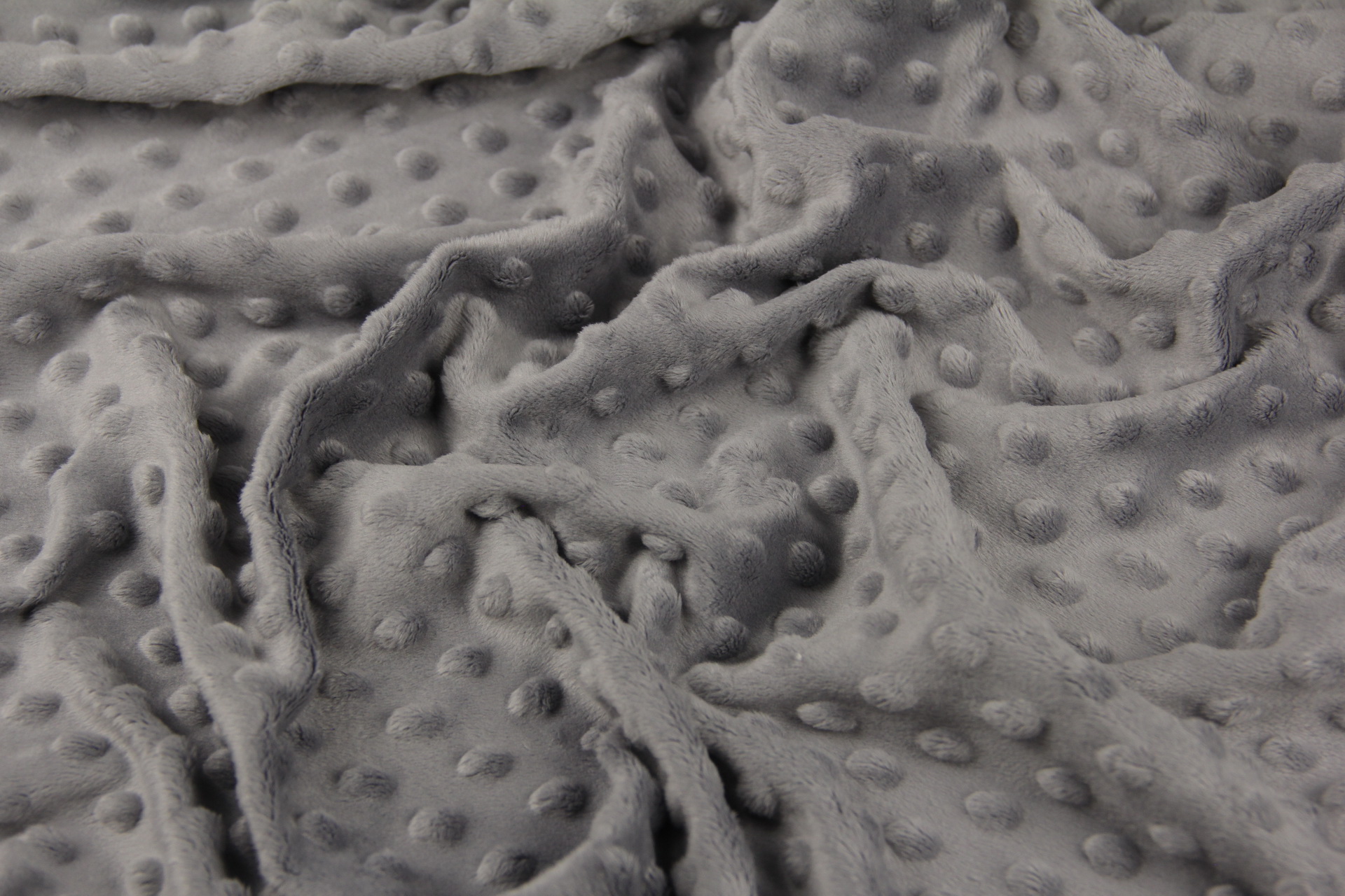Ткань Плюш Minky Dots серый (пупырышки), плотность 350 г/м2, ширина 160 см