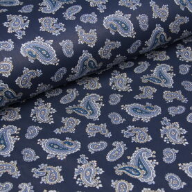 Ткань Ранфорс Пейсли Темно-синий, Турция, ширина 240 см, плотность 135 г/м2