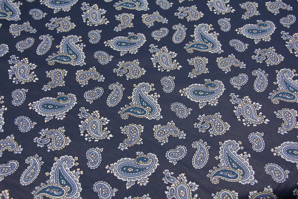 Ткань Ранфорс Пейсли Темно-синий, Турция, ширина 240 см, плотность 135 г/м2