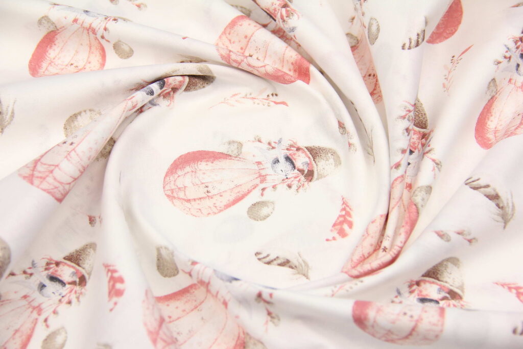 Ткань Ранфорс Воздушный шар и зайка Розовый, Турция, ширина 240 см, плотность 135 г/м2