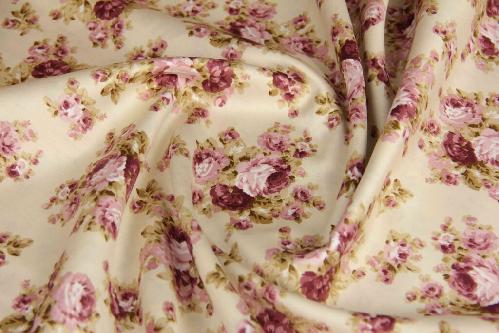 Ткань Сатин набивной Прованс Розово-бежевый, Турция, ширина 240 см