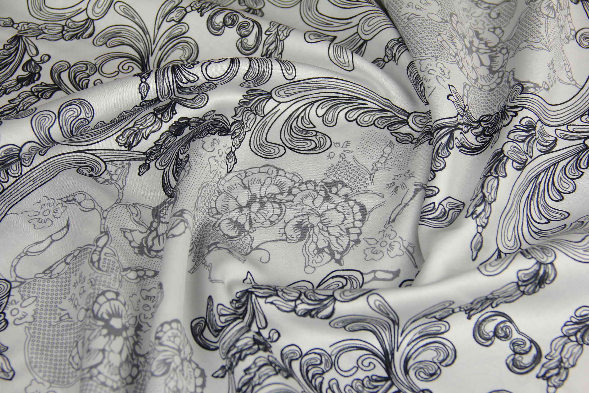 Ткань Сатин набивной Леон Серый, Турция, ширина 240 см