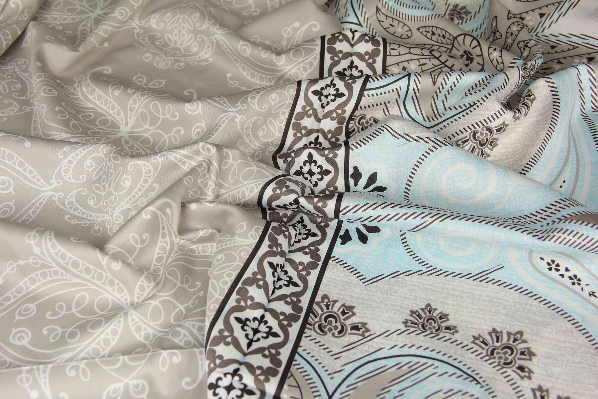 Ткань Сатин набивной Элеганс Бирюза, Турция, ширина 240 см