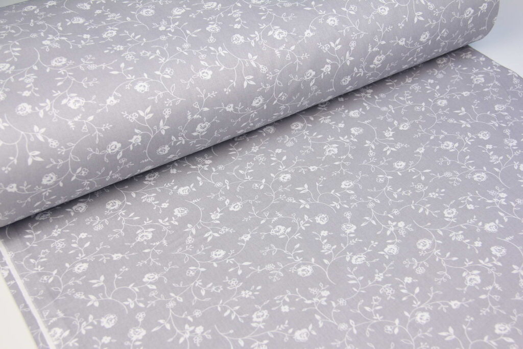 Ткань Ранфорс Мелкие цветочки Серый, Турция, ширина 240 см, плотность 135 г/м2