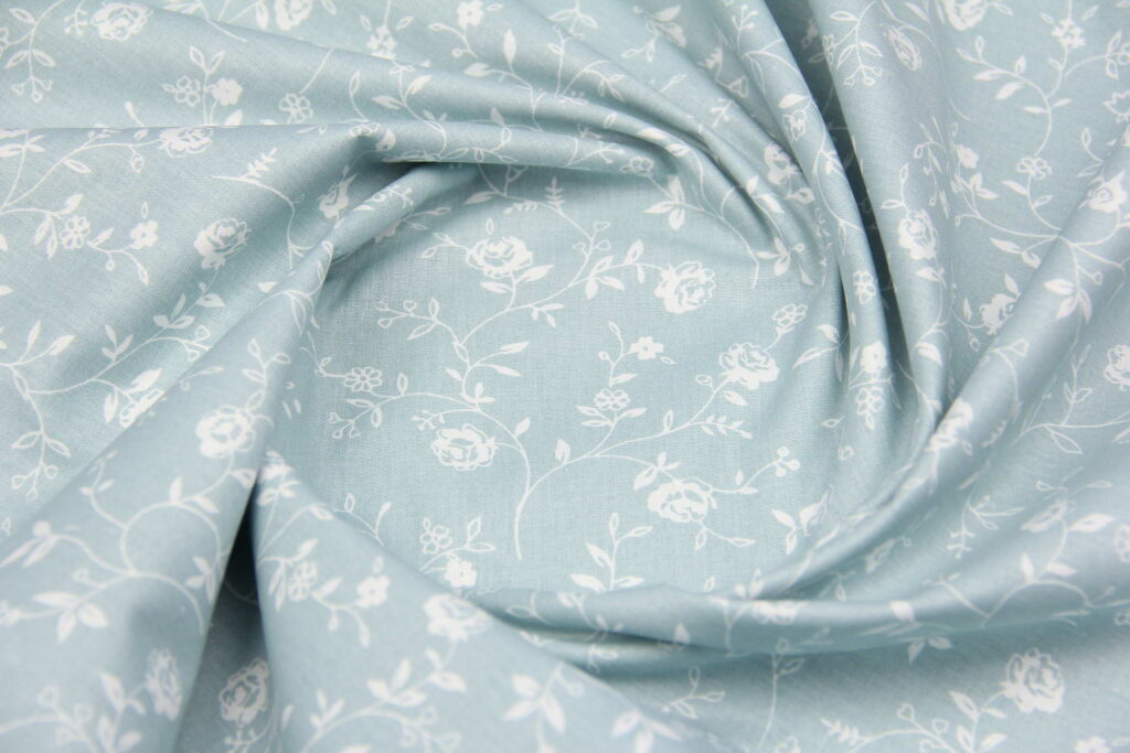 Ткань Ранфорс Мелкие цветочки Мятный, Турция, ширина 240 см, плотность 135 г/м2