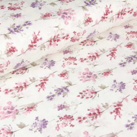Ткань Ранфорс Цветы акварель маленькие Сиреневые, Турция, ширина 240 см, плотность 135 г/м2