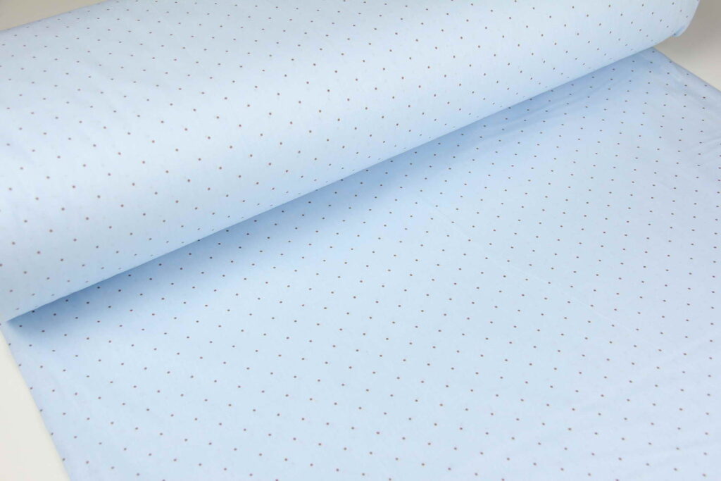 Ткань Ранфорс Точки Голубой, Турция, ширина 240 см, плотность 135 г/м2