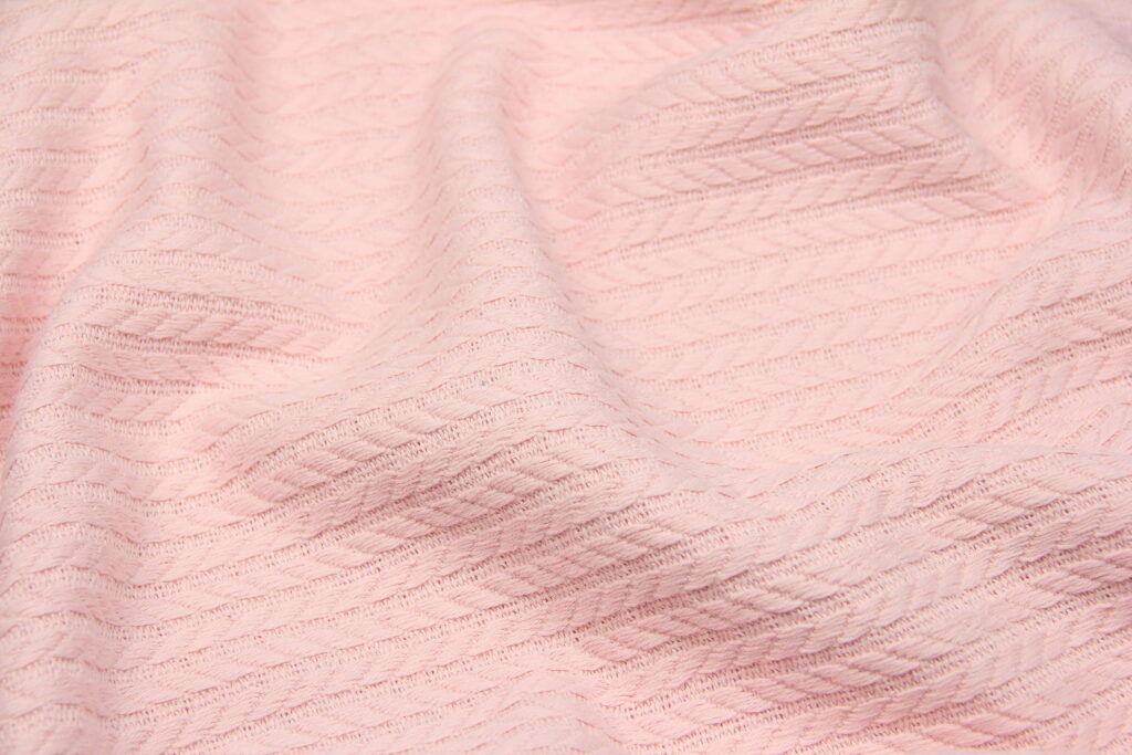 Ткань Пике Косичка Розово-персиковый, плотность 310 г/м2, ширина 240 см