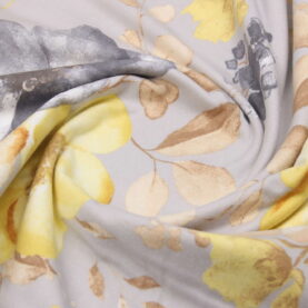 Отрез ткани Фланель Нежность Желтый на сером, Турция, ширина 240 см, плотность 160 г/м2