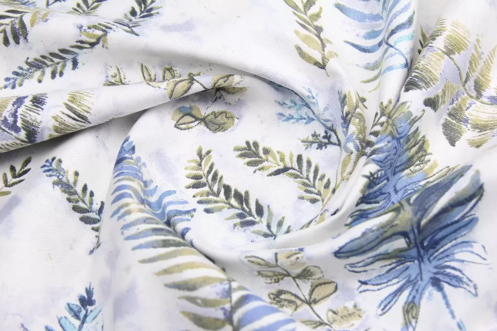 Ткань скатертная с тефлоновой пропиткой Лист в альбоме Синий и оливковый