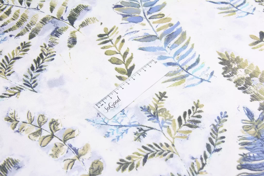 Ткань скатертная с тефлоновой пропиткой Лист в альбоме Синий и оливковый