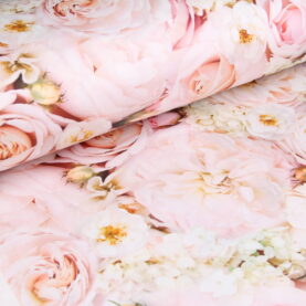 Ткань Сатин набивной Цветочное одеяло Розовый, Турция, ширина 240 см, плотность 130 г/м2
