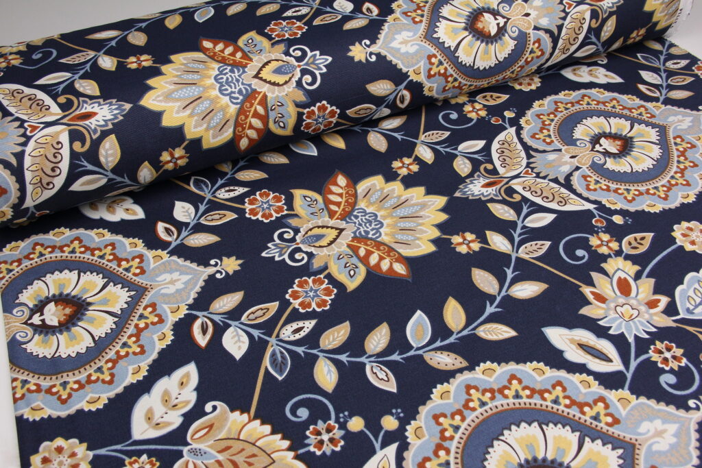 Ткань скатертная с тефлоновой пропиткой Бодрум на темно-синем