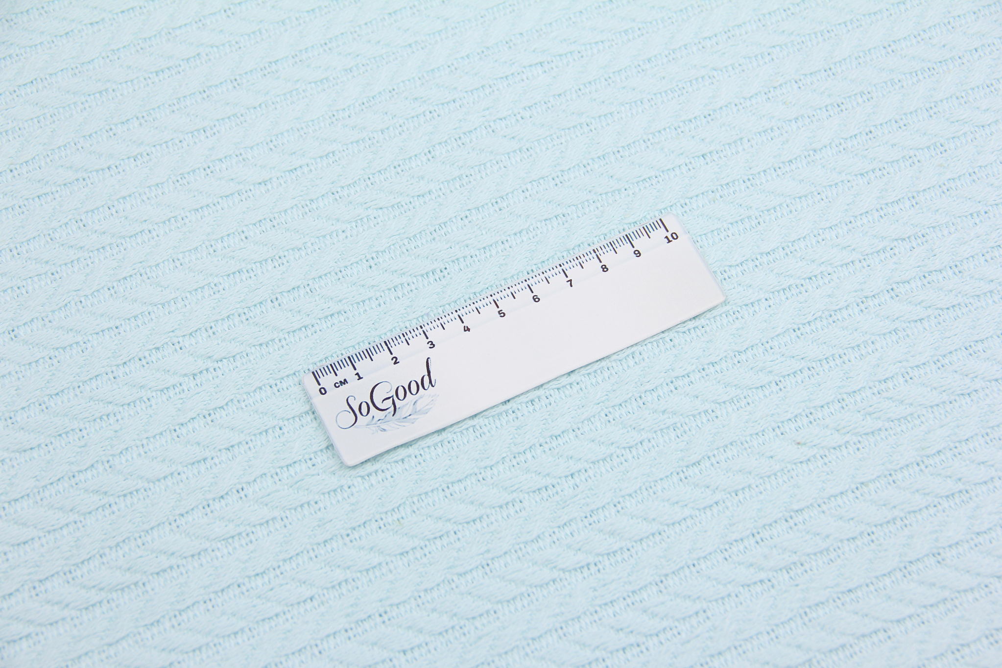 Ткань Пике Косичка Небесная бирюза, плотность 310 г/м2, ширина 240 см