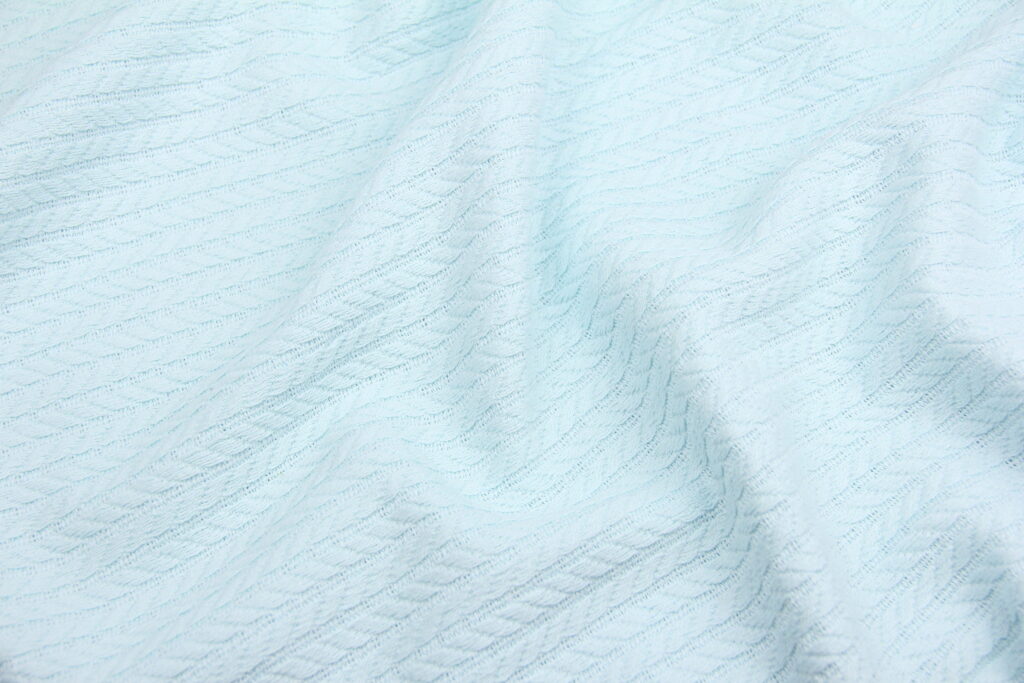 Ткань Пике Косичка Небесная бирюза, плотность 310 г/м2, ширина 240 см