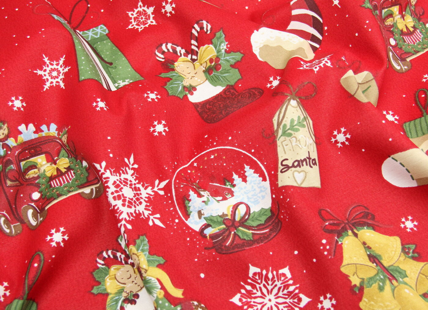 Тканина скатертна з тефлоновим просоченням Різдвяний декор Червоний