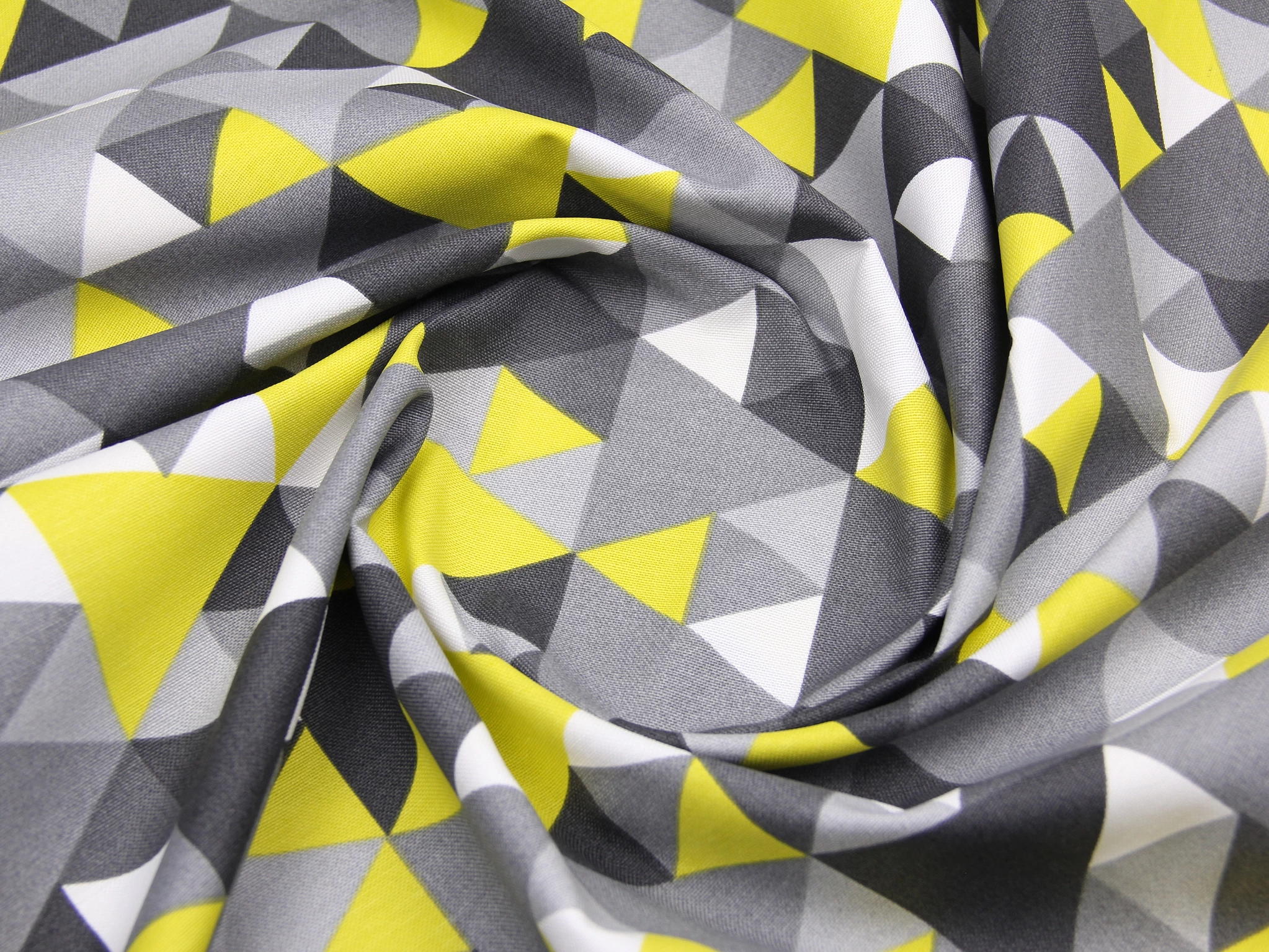 Тканина скатертна з тефлоновим просоченням Трикутники Жовтий та сірий