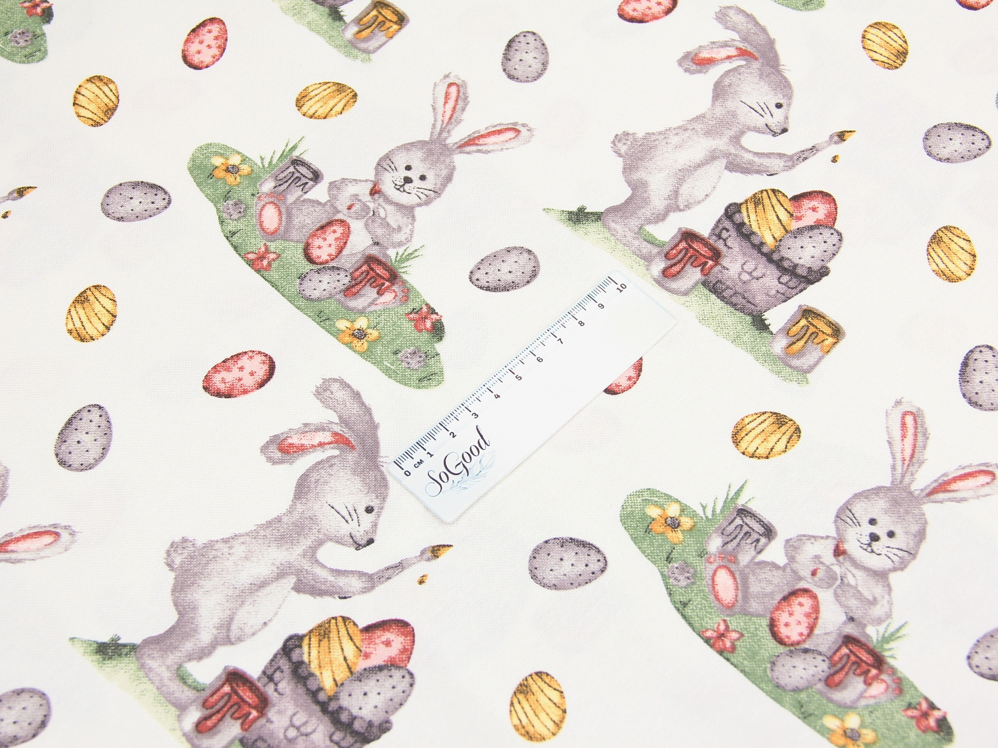 Тканина скатертна з тефлоновим просоченням Кролик напаредодні Великодня