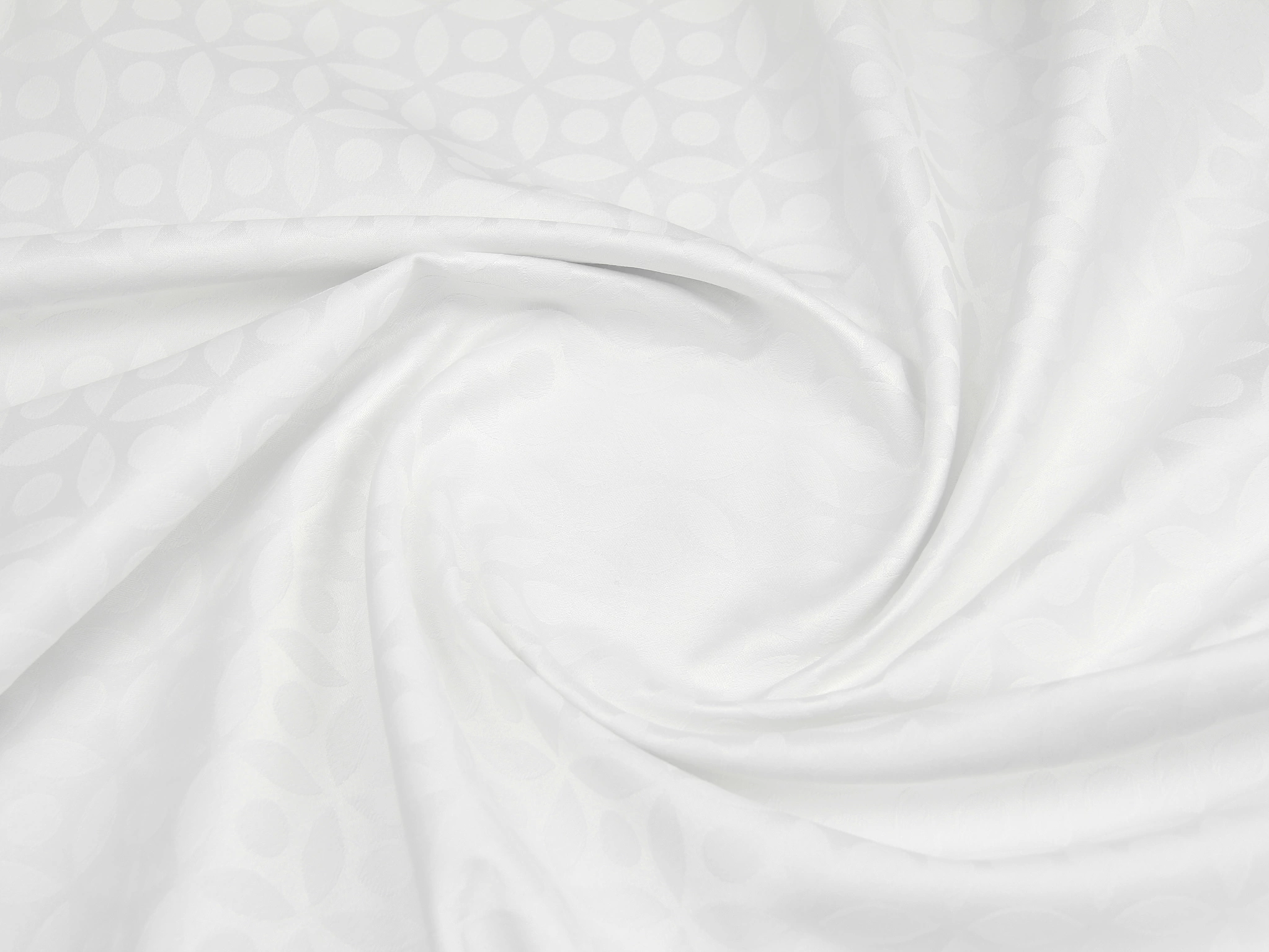 Тканина скатертна сатин-жаккард з тефлоновим просоченням Калейдоскоп Білий