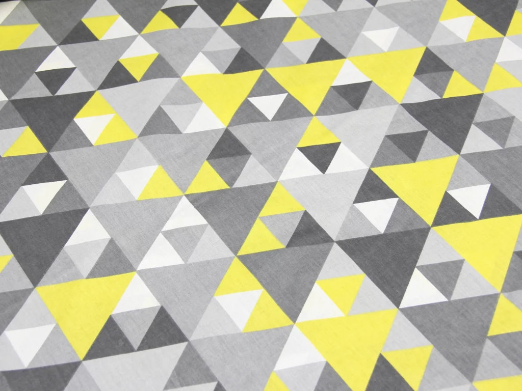 Тканина Ранфорс Трикутники Жовтий та сірий, Туреччина, ширина 240 см